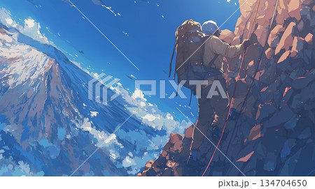 山を登る登山者 134704650