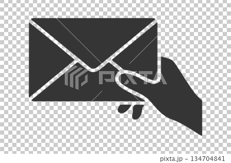 Silhouette icon of a hand holding a letter 134704841