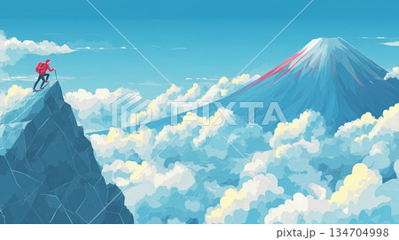 山を登る登山者 134704998