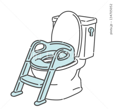 ステップ付き補助便座が設置された洋式トイレのイラスト(トイトレ・子供用便座) ステップ付き補助便座が設置された洋式トイレのイラスト(トイトレ・子供用便座) 134705052