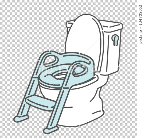 ステップ付き補助便座が設置された洋式トイレのイラスト(トイトレ・子供用便座) ステップ付き補助便座が設置された洋式トイレのイラスト(トイトレ・子供用便座) 134705052