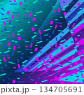 Festive abstract background with confetti vector illustration. Neon Blue Pink gradient geometric pattern. Trendy modern graphic design for Cover Banner Backdrop Poster Flyer Party Decor Template Event 134705691