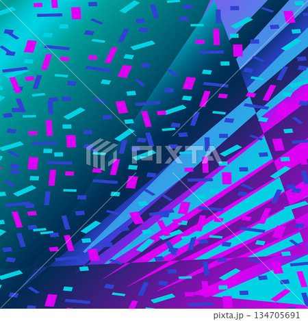 Festive abstract background with confetti vector illustration. Neon Blue Pink gradient geometric pattern. Trendy modern graphic design for Cover Banner Backdrop Poster Flyer Party Decor Template Event 134705691