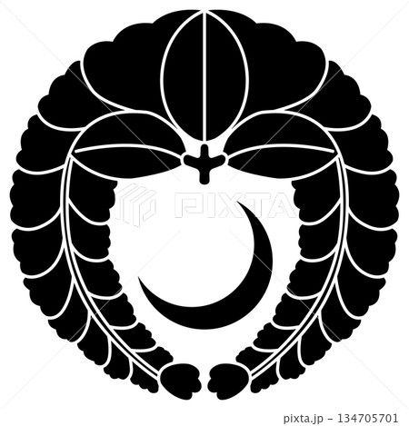 家紋です。下がり藤に三日月といいます。 134705701