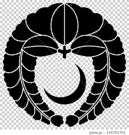 家紋です。下がり藤に三日月といいます。 134705701