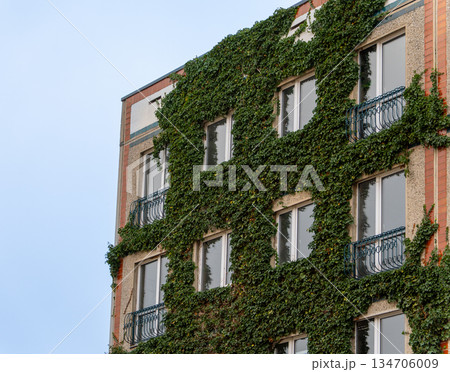 Dessau, Germany. December 23, 2025. The facade of a residential building, Dessau, Germany. December 23, 2025. The facade of a residential building, 134706009