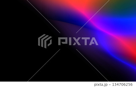 Bright blue and red holographic gradient on black background. Blurred soft blend color gradation minimalist backdrop. Bright blue and red holographic gradient on black background. Blurred soft blend color gradation minimalist backdrop. 134706256
