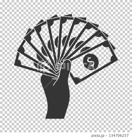 Silhouette icon of a hand holding a banknote Silhouette icon of a hand holding a banknote 134706257