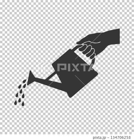Silhouette icon of a hand watering plants with a watering can Silhouette icon of a hand watering plants with a watering can 134706258