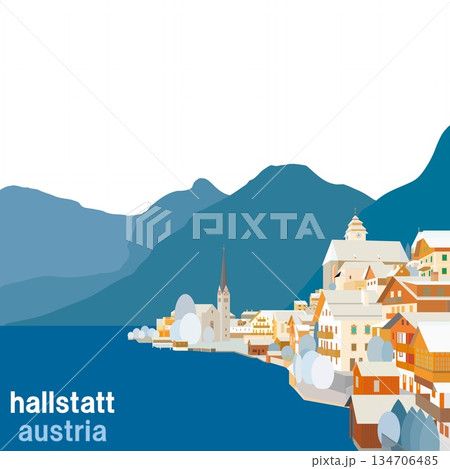 ハルシュタット　hallstatt　ザルツカンマ―グート　オーストリア　冬風景 134706485