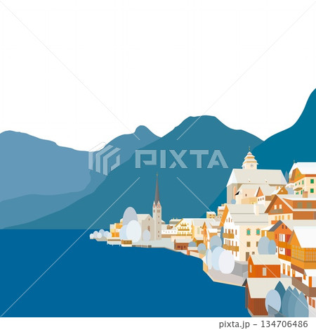 ハルシュタット hallstatt ザルツカンマ―グート オーストリア 冬風景 ハルシュタット hallstatt ザルツカンマ―グート オーストリア 冬風景 134706486