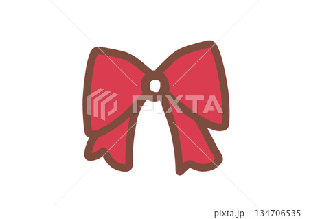 シンプルな赤色のリボンのイラスト シンプルな赤色のリボンのイラスト 134706535