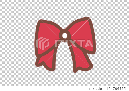 シンプルな赤色のリボンのイラスト シンプルな赤色のリボンのイラスト 134706535