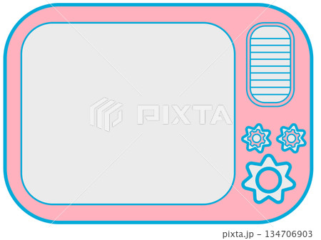 ピンク色のレトロなテレビ風のフレーム 134706903