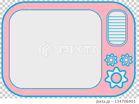ピンク色のレトロなテレビ風のフレーム 134706903