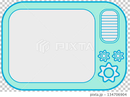ミントグリーンのレトロなテレビ風のフレーム 134706904