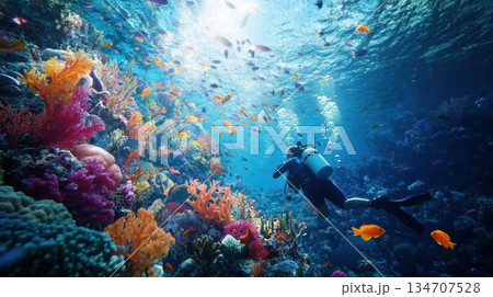 Exploring the Vibrant Underwater World: A Diver's Paradise 134707528