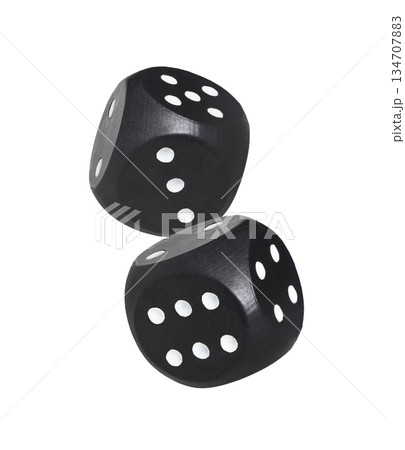Two big black dices isolated on white background Two big black dices isolated on white background 134707883