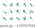 Cold steel arms - set of line design style icons 134707991