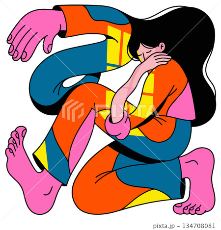 Abstract Woman in Colorful Outfit Abstract Woman in Colorful Outfit 134708081