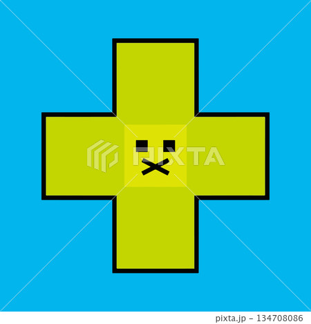 Pixelated Plus Sign with Face 134708086
