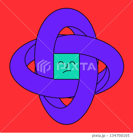 Geometric Knot with Sad Squareのイラスト素材 [134708105] - PIXTA