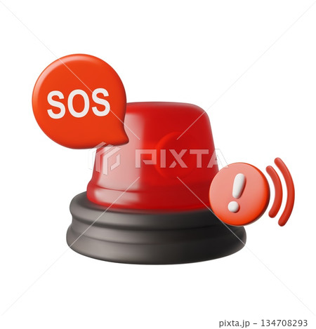 Emergency red flashing light, SOS danger sign...のイラスト素材 [134708293] - PIXTA
