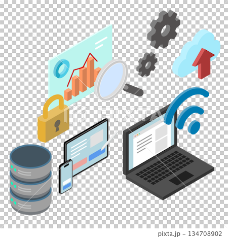 Isometric illustration: DX image Isometric illustration: DX image 134708902