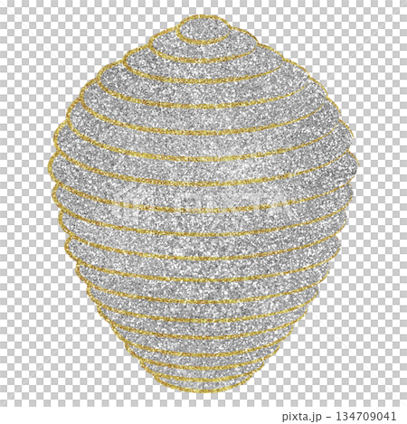 Illustration material Beehive Bee Silver Gold 134709041