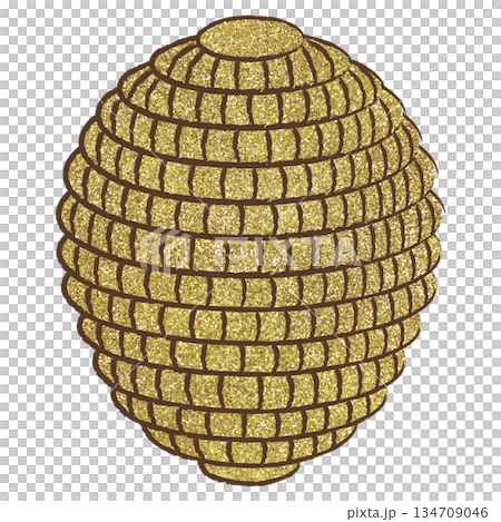 イラスト素材　蜂の巣　ハチ　ゴールド 134709046