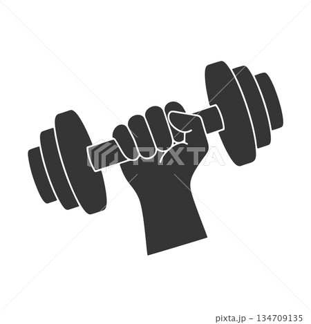 ダンベルを持つ手のシルエットアイコン ダンベルを持つ手のシルエットアイコン 134709135