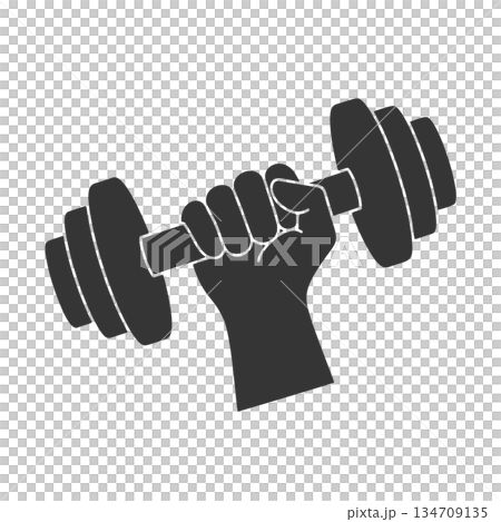 ダンベルを持つ手のシルエットアイコン ダンベルを持つ手のシルエットアイコン 134709135