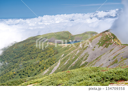小蓮華山から見る白馬大池 白馬大池~北アルプス白馬岳縦走登山 小蓮華山から見る白馬大池 白馬大池~北アルプス白馬岳縦走登山 134709358