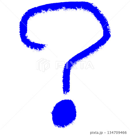 筆文字の手書き青い墨のはてな記号が浮かび上がり、疑問や思考の始まりを直感的に表現　感嘆符 134709466