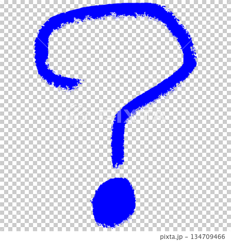 筆文字の手書き青い墨のはてな記号が浮かび上がり、疑問や思考の始まりを直感的に表現　感嘆符 134709466