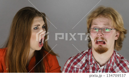 Woman complaining to her boyfriend Woman complaining to her boyfriend 134709537