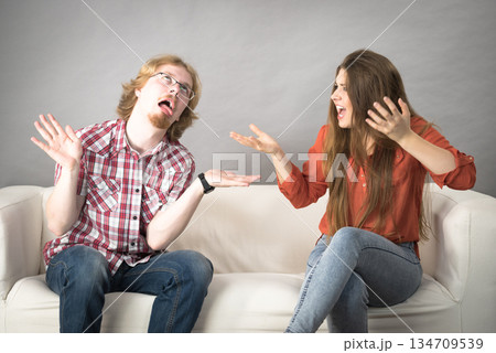 Brother and sister having fight Brother and sister having fight 134709539