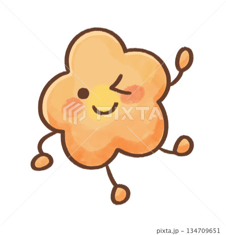 水彩風 ゆるいお弁当おかずキャラクター 花形にんじん イラスト（単体・透過・コピースペース） 134709651