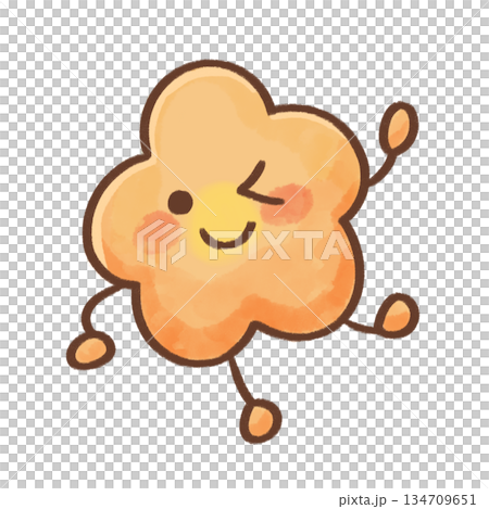 Watercolor style loose bento side dish character flower-shaped carrot illustration (single, transparent, copy space) 134709651