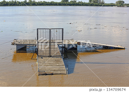 Danube River Floods Pontoon 134709674