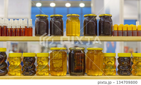 Bee Honey in Jars 134709800
