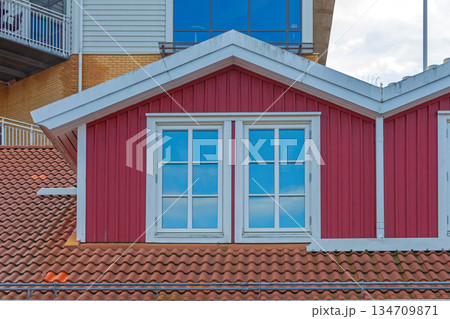 Red Wood Dormer Windows Red Wood Dormer Windows 134709871