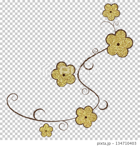 イラスト素材　植物　ゴールド 134710403