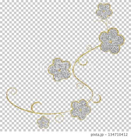 Illustration material Plant Silver Gold Illustration material Plant Silver Gold 134710412