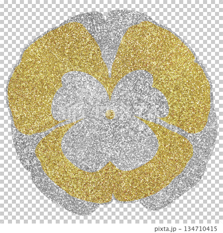 Illustration material hand-drawn flower silver gold Illustration material hand-drawn flower silver gold 134710415