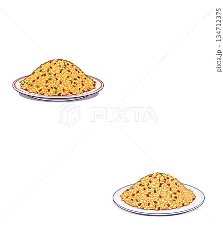 Vsai fried rice portions on plates asian food menu Vsai fried rice portions on plates asian food menu 134712375