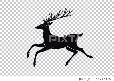 Silhouette of a graceful deer leaping through the air against a plain background, capturing the essence of freedom and agility in nature. Silhouette of a graceful deer leaping through the air against a plain background, capturing the essence of freedom and agility in nature. 134713180