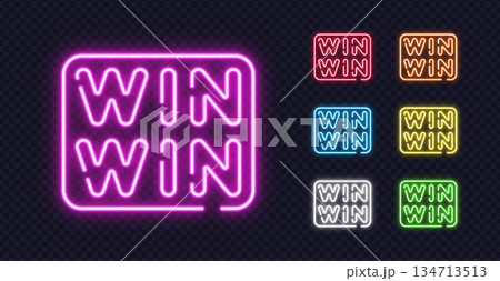 Set of glowing WIN WIN neon signs in different vibrant colors, ideal for business success, motivation or team spirit concepts. Set of glowing WIN WIN neon signs in different vibrant colors, ideal for business success, motivation or team spirit concepts. 134713513