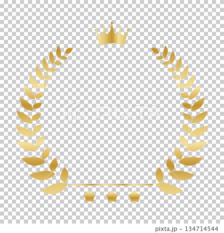 Laurel wreath gold award frame with crown, stars and lines Laurel wreath gold award frame with crown, stars and lines 134714544