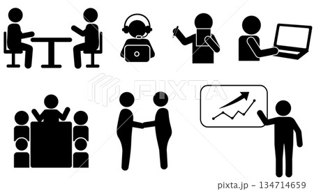 ビジネスシーンを表すピクトグラムイラストセット 134714659